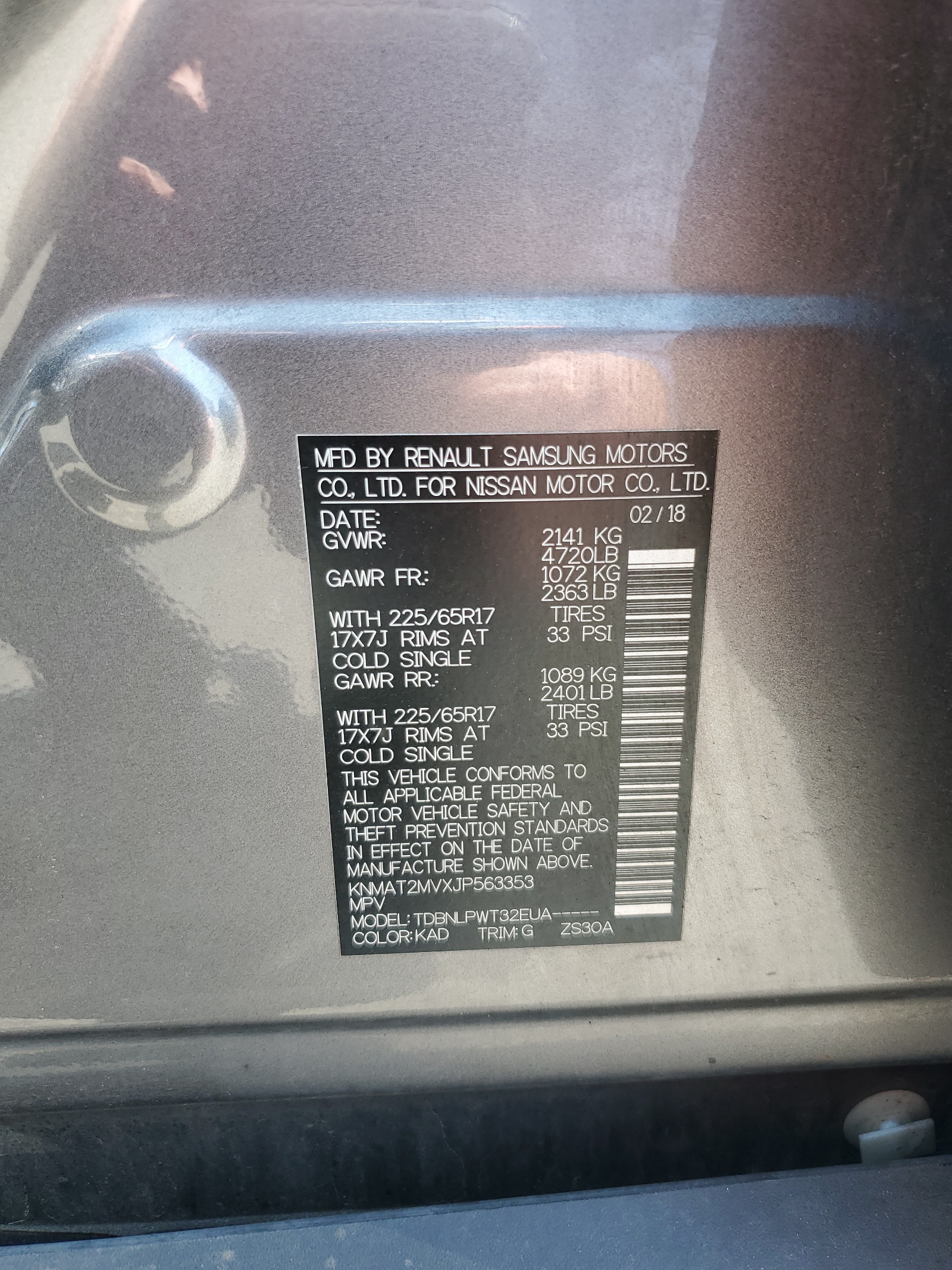 KNMAT2MVXJP563353 2018 Nissan Rogue S