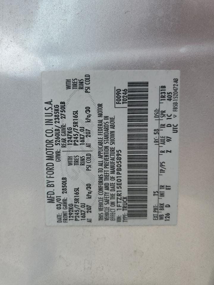 2001 Ford Ranger Super Cab VIN: 1FTZR15E01PB05895 Lot: 61246584