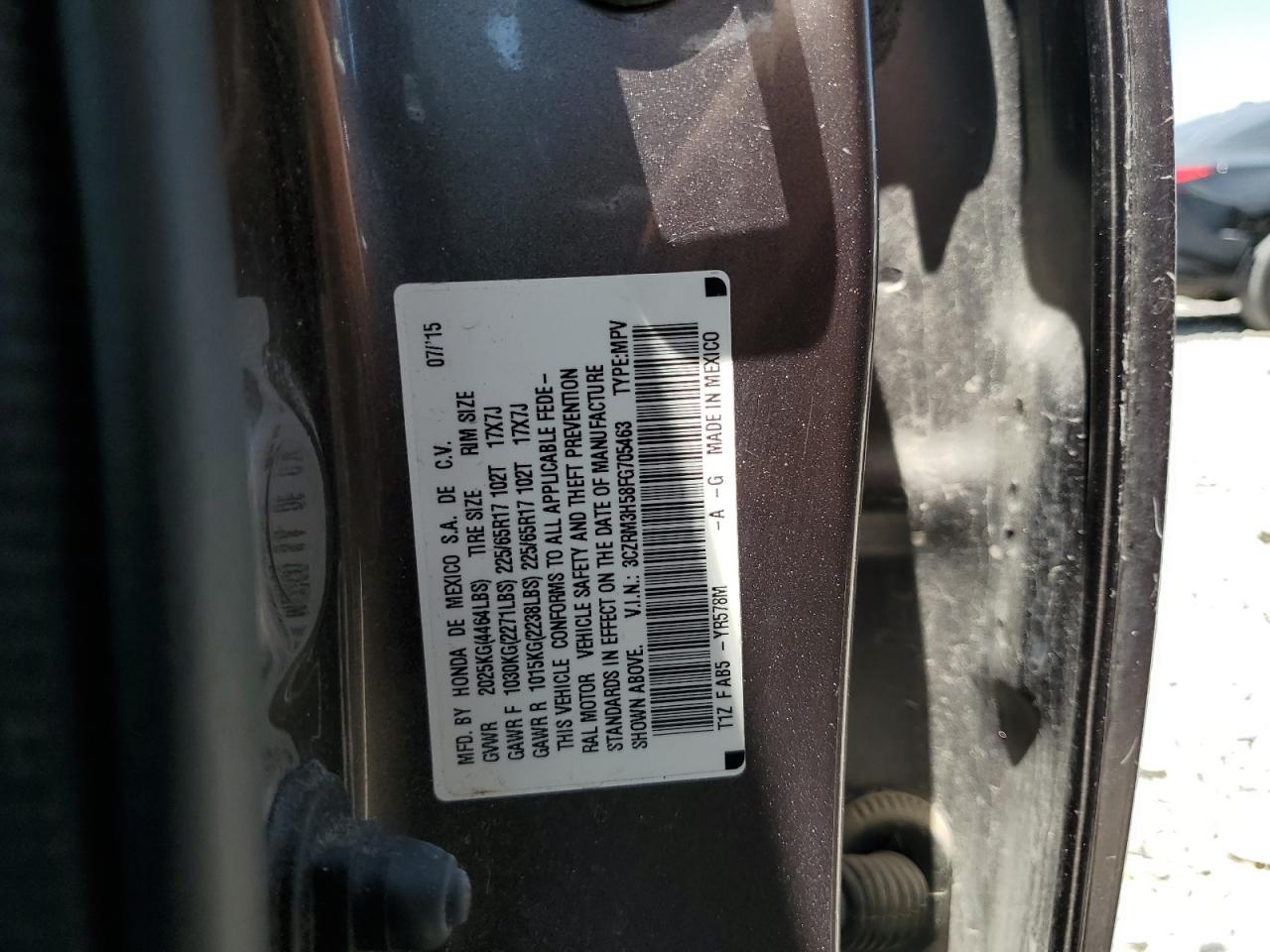 2015 Honda Cr-V Ex VIN: 3CZRM3H58FG705463 Lot: 63470354