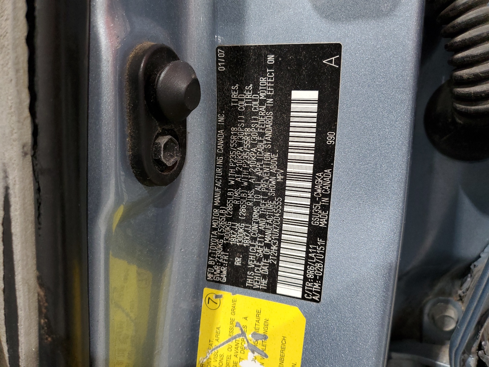 2T2HK31UX7C045555 2007 Lexus Rx 350