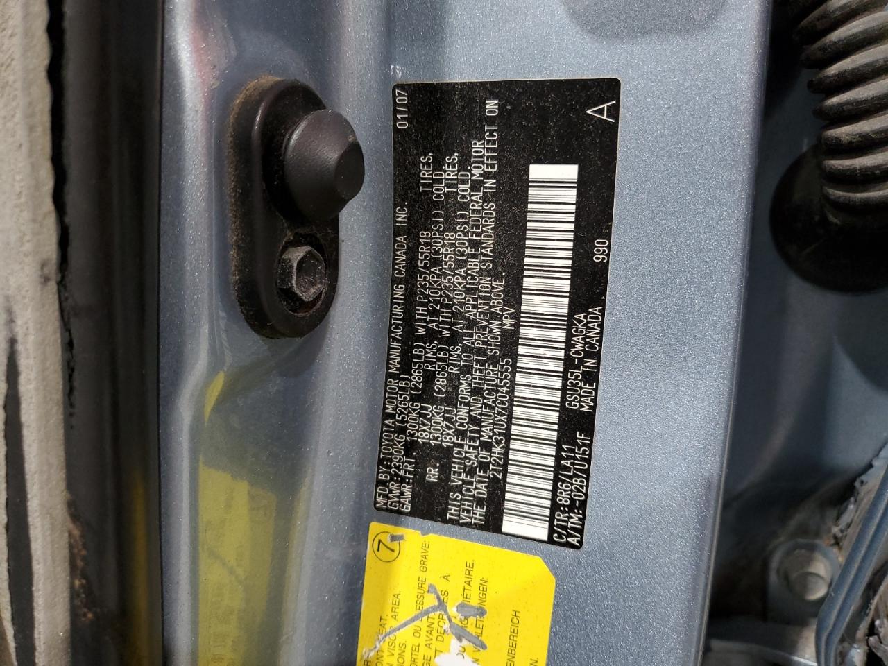 2007 Lexus Rx 350 VIN: 2T2HK31UX7C045555 Lot: 61414384