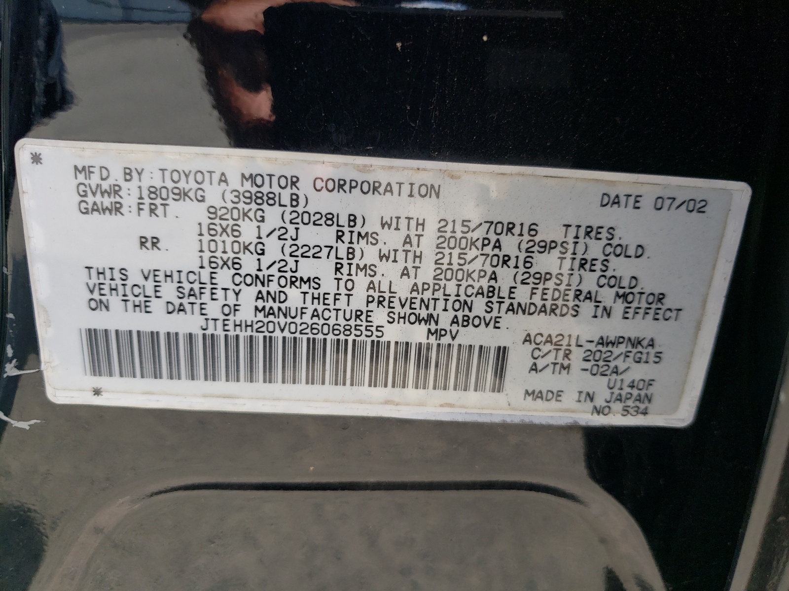 JTEHH20V026068555 2002 Toyota Rav4