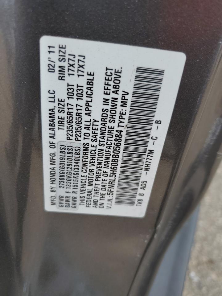 2011 Honda Odyssey Exl VIN: 5FNRL5H60BB056884 Lot: 64592974