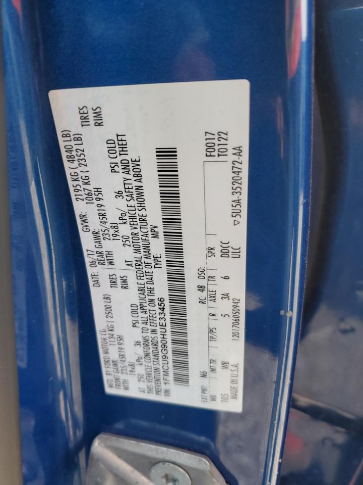 2017 Ford Escape Se VIN: 1FMCU9G90HUE33456 Lot: 64461284