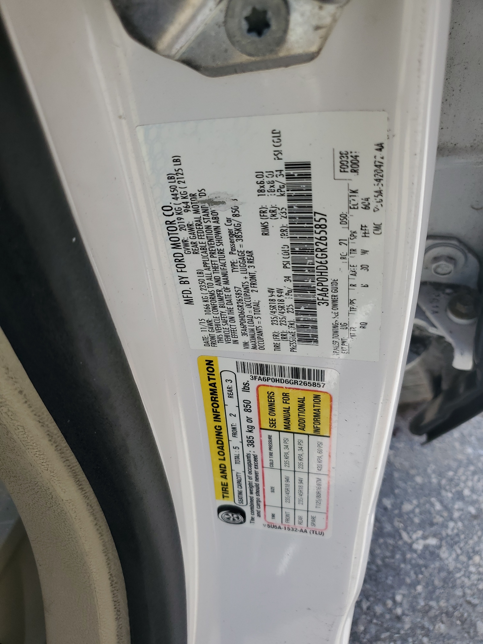 3FA6P0HD6GR265857 2016 Ford Fusion Se