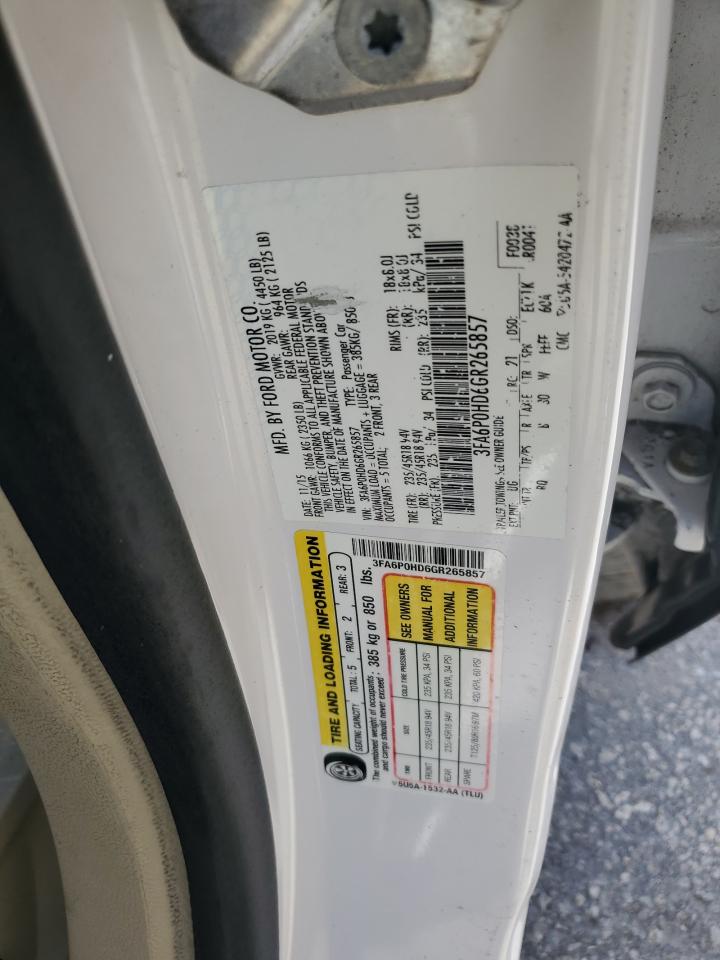 2016 Ford Fusion Se VIN: 3FA6P0HD6GR265857 Lot: 61465754