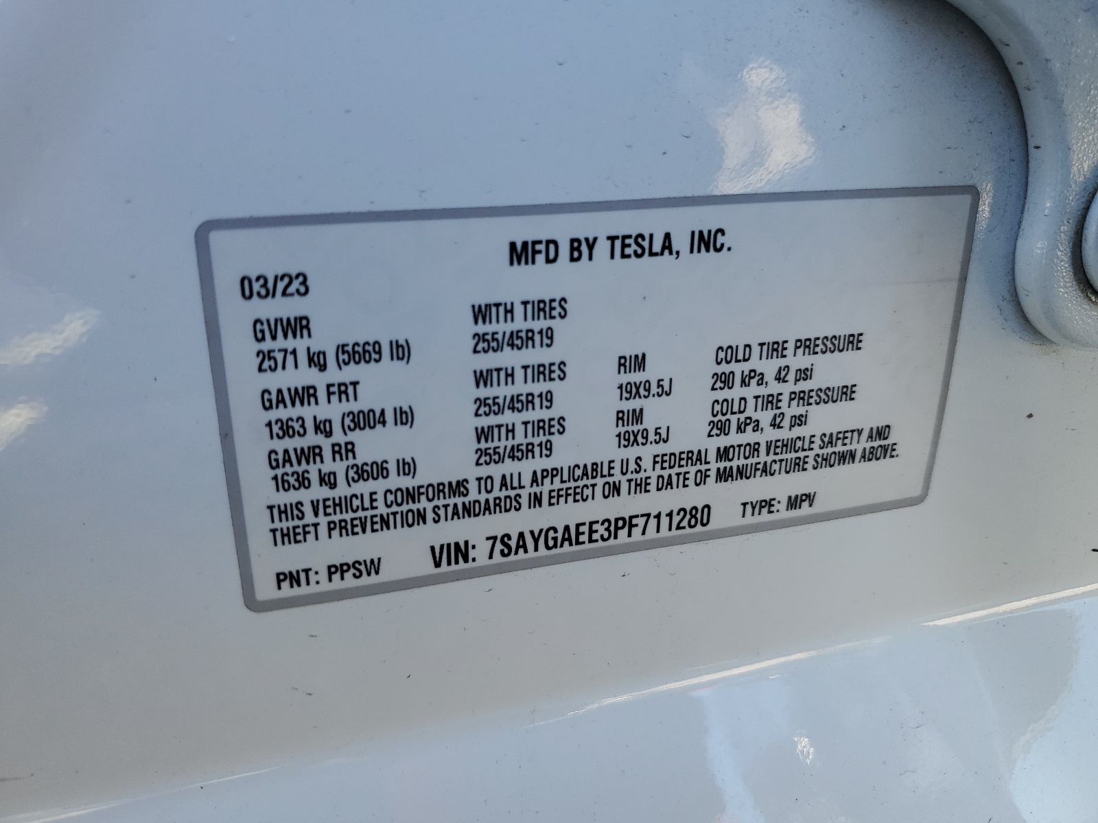 7SAYGAEE3PF711280 2023 Tesla Model Y