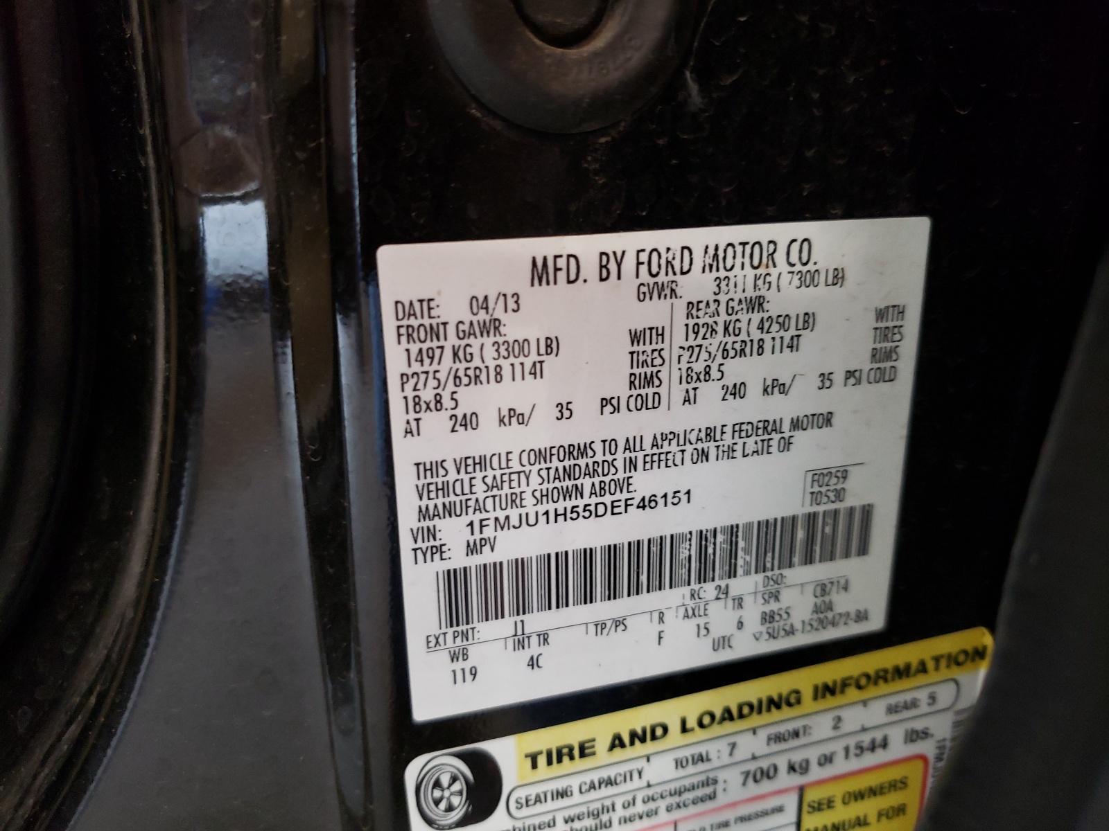 1FMJU1H55DEF46151 2013 Ford Expedition Xlt