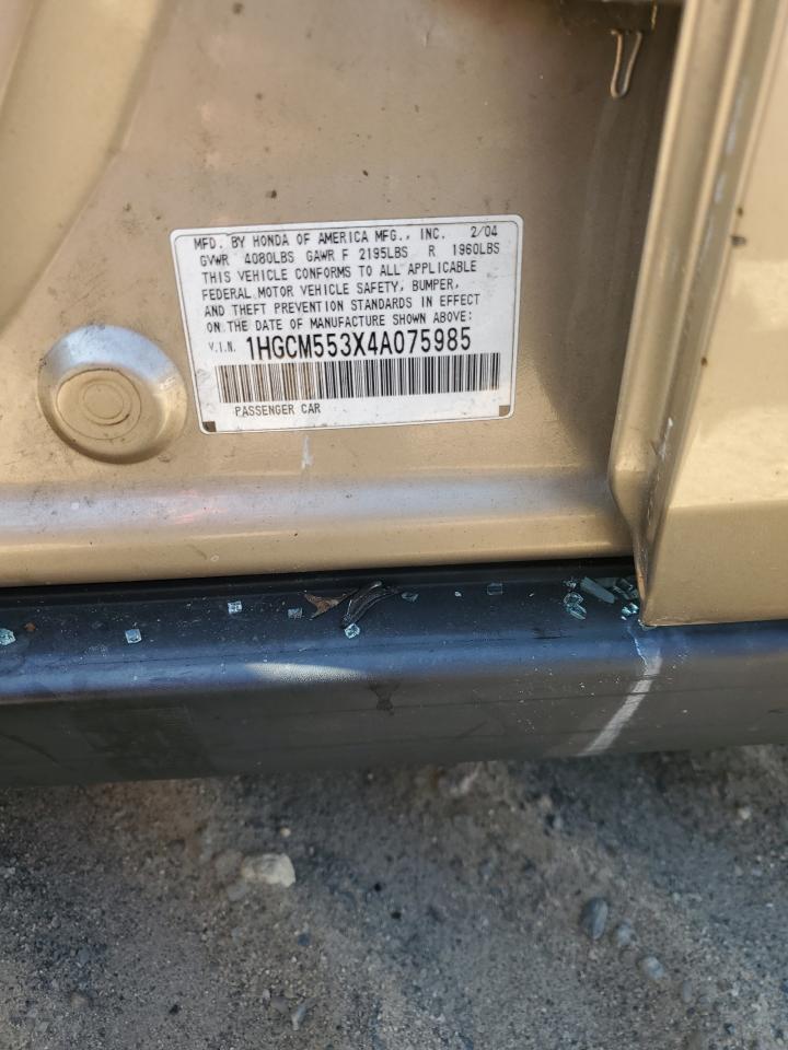 2004 Honda Accord Lx VIN: 1HGCM553X4A075985 Lot: 64344904