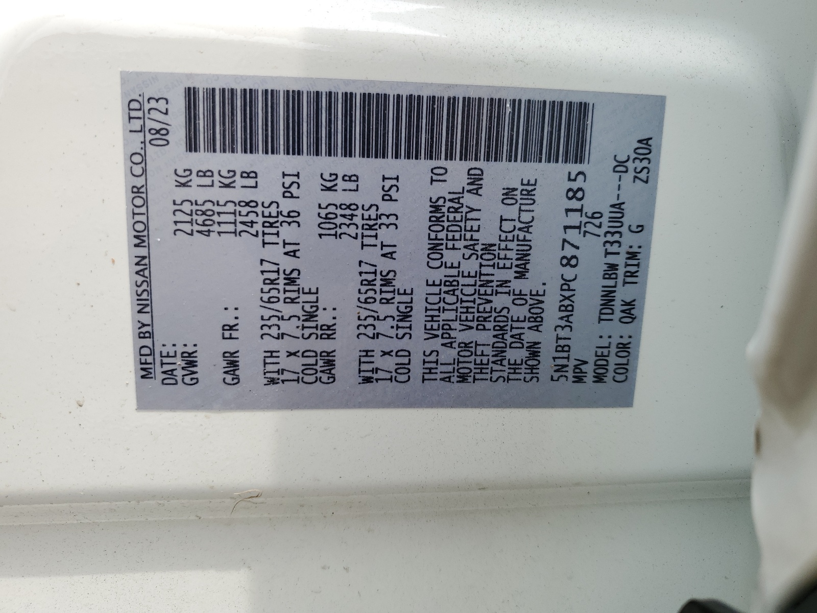 5N1BT3ABXPC871185 2023 Nissan Rogue S