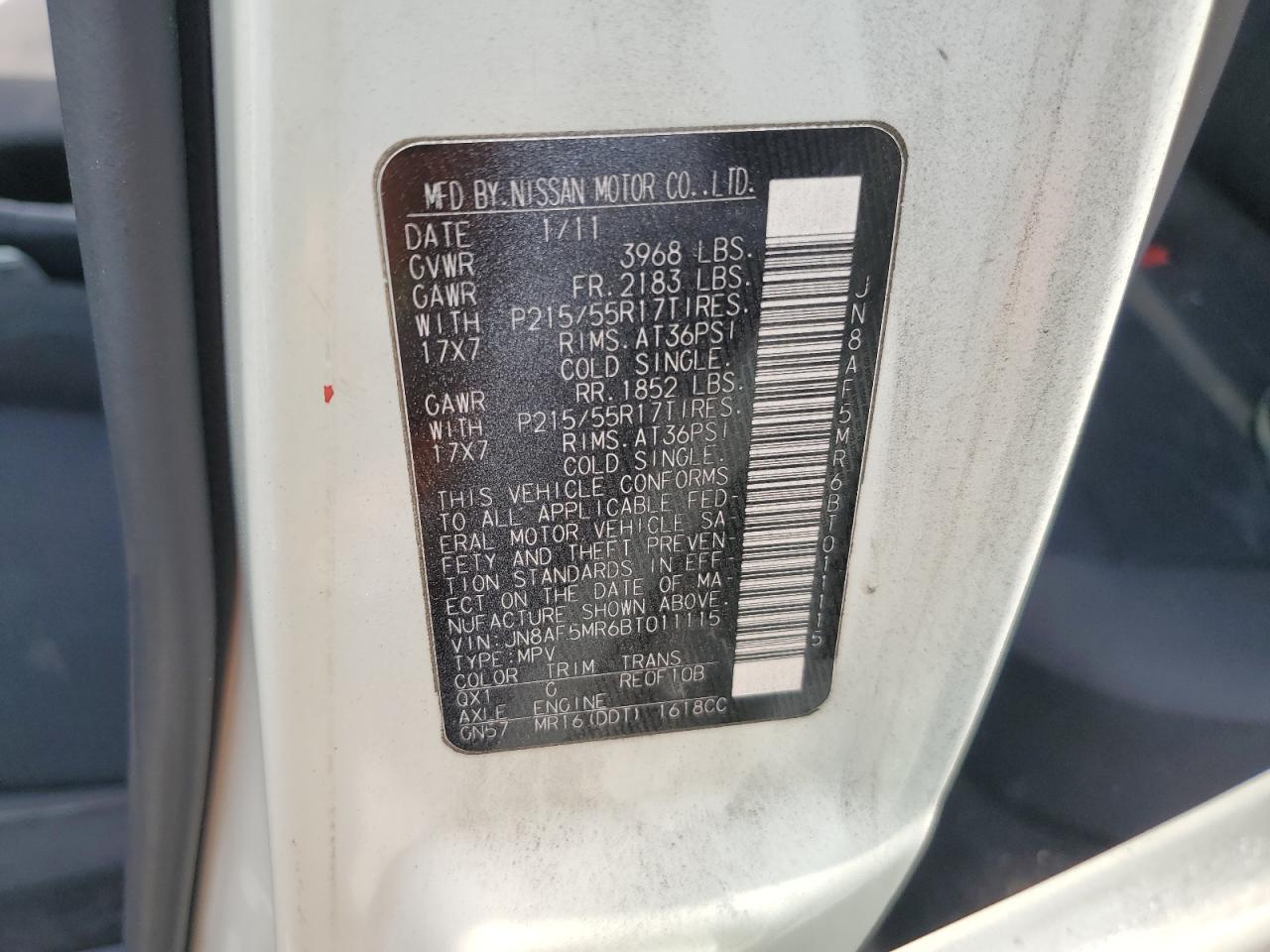 2011 Nissan Juke S VIN: JN8AF5MR6BT011115 Lot: 63713344