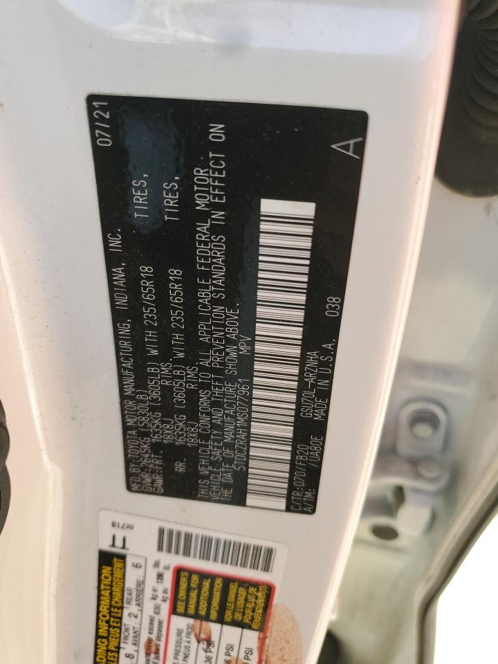 2021 Toyota Highlander L VIN: 5TDCZRAH1MS077961 Lot: 62248494