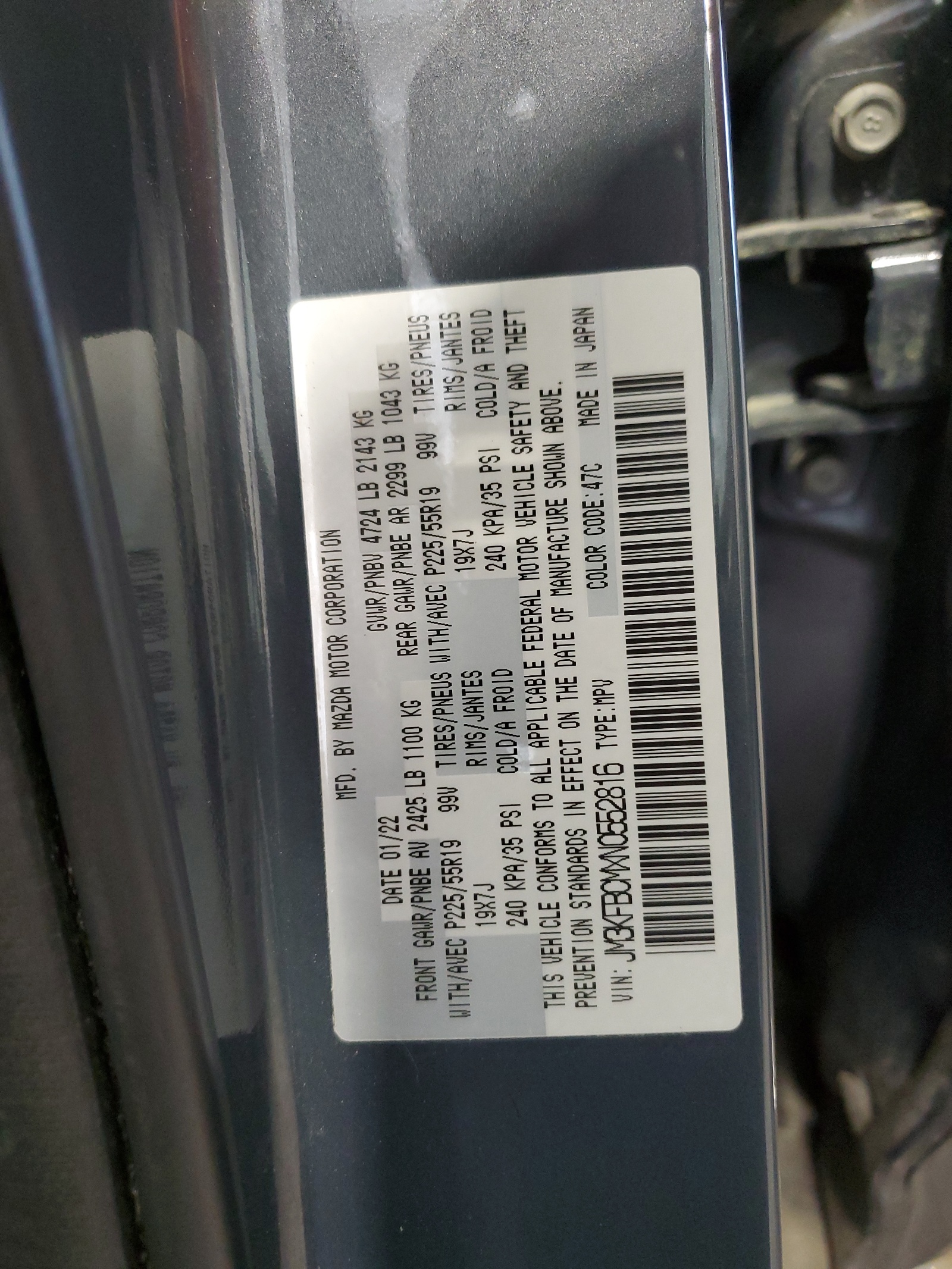 JM3KFBCMXN0552816 2022 Mazda Cx-5 Preferred