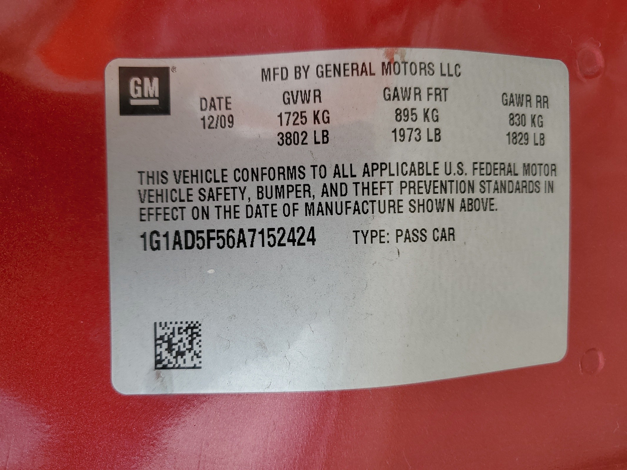 1G1AD5F56A7152424 2010 Chevrolet Cobalt 1Lt