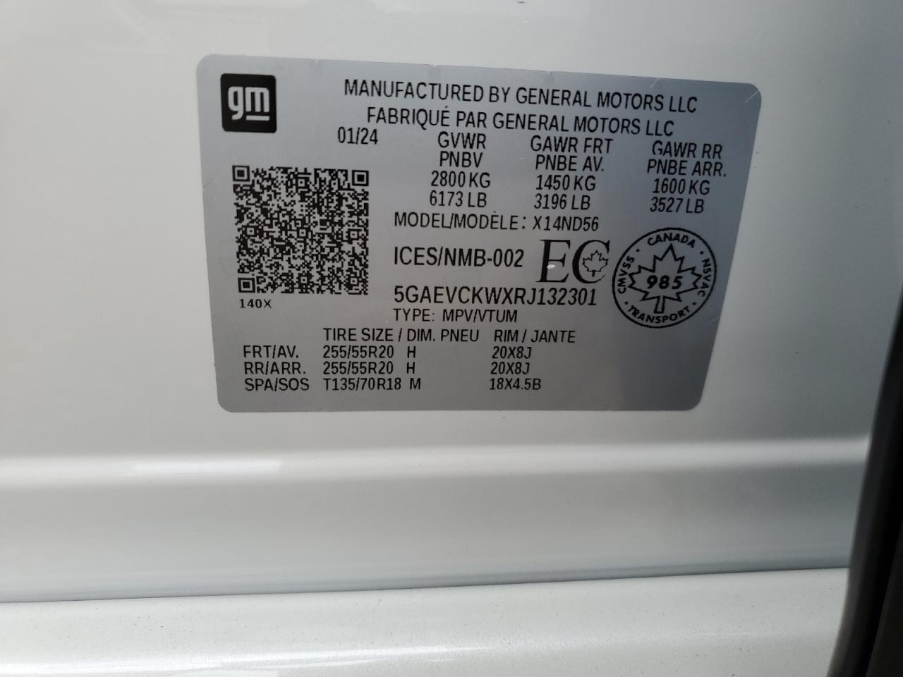 2024 Buick Enclave Avenir VIN: 5GAEVCKWXRJ132301 Lot: 61216484