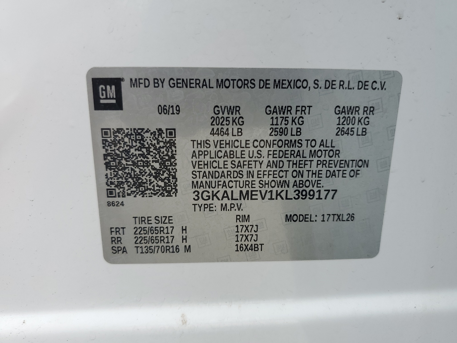 3GKALMEV1KL399177 2019 GMC Terrain Sle