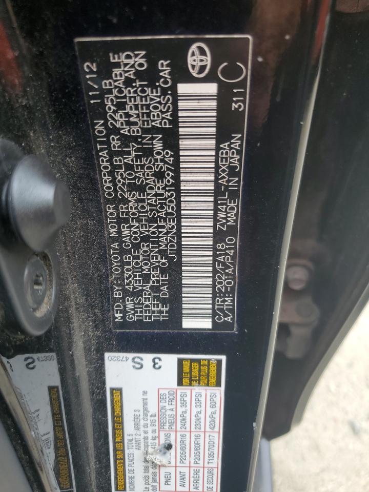 VIN JTDZN3EU5D3199749 2013 TOYOTA PRIUS no.12