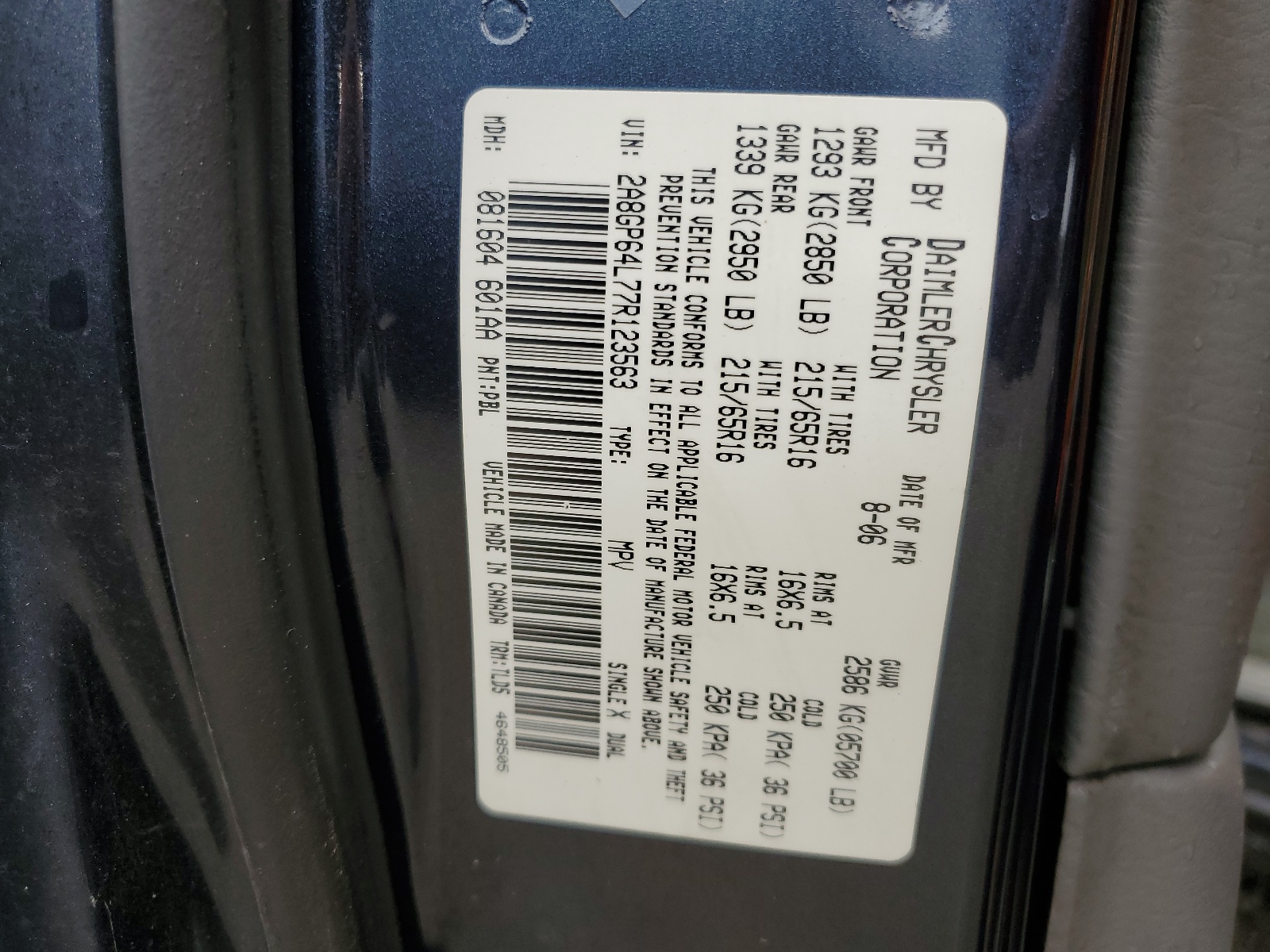 2A8GP64L77R123563 2007 Chrysler Town & Country Limited