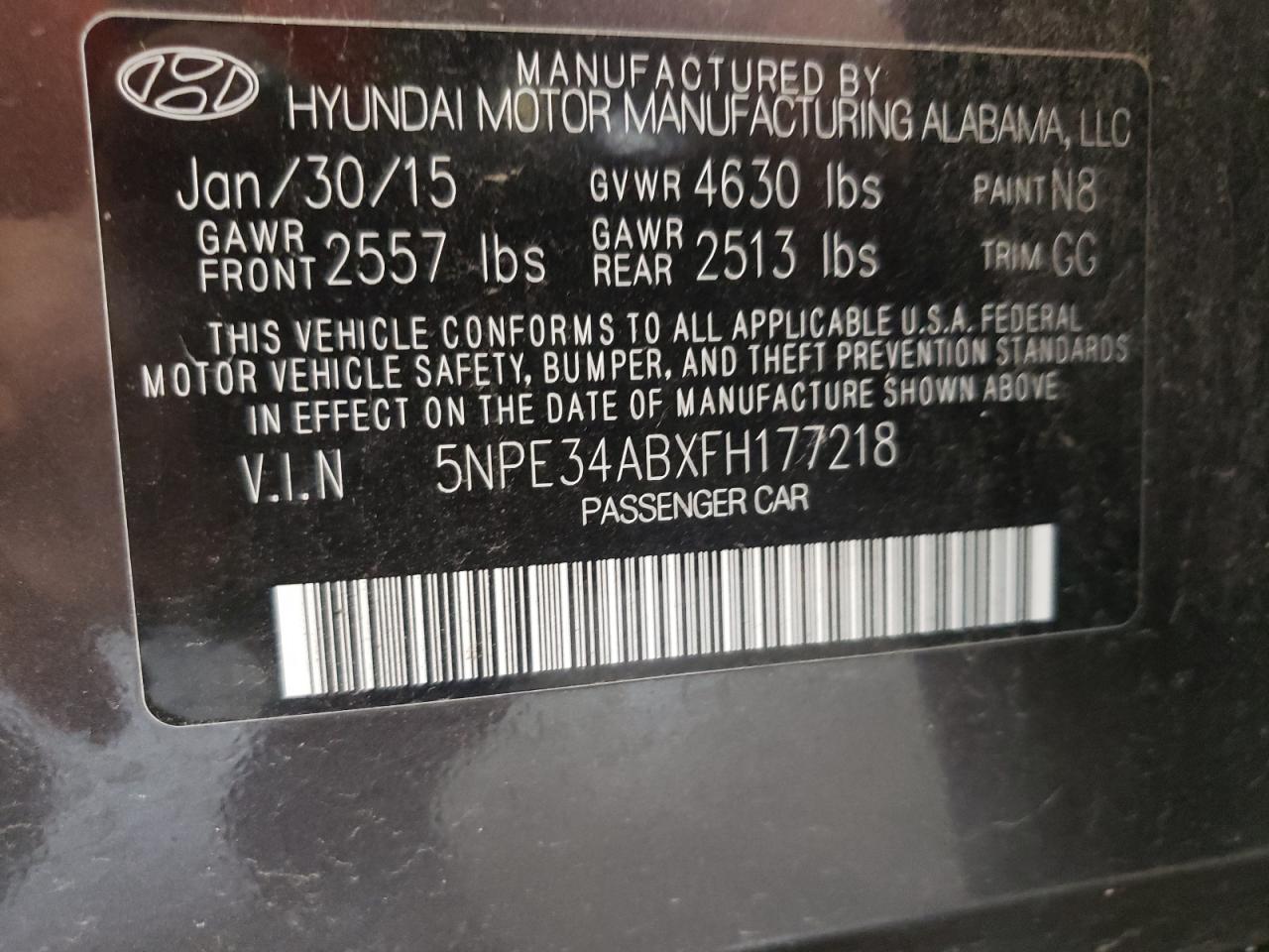 2015 Hyundai Sonata Sport VIN: 5NPE34ABXFH177218 Lot: 62910384