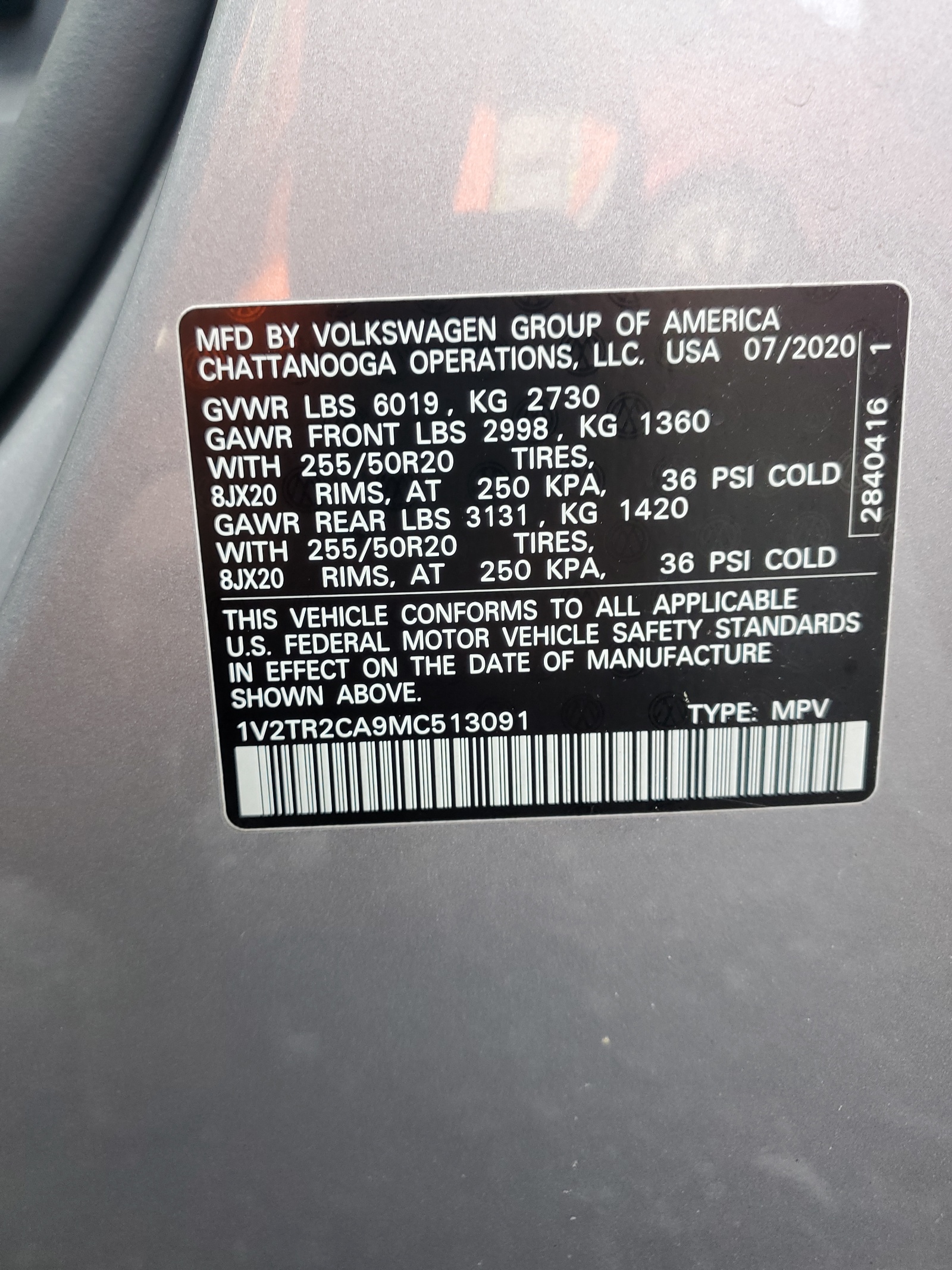 1V2TR2CA9MC513091 2021 Volkswagen Atlas Sel Premium