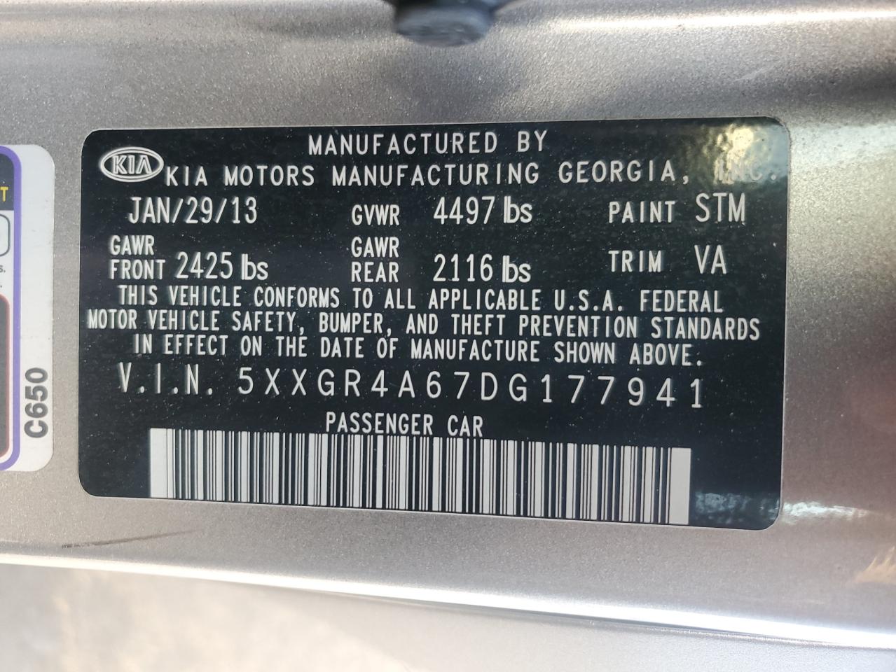 2013 Kia Optima Sx VIN: 5XXGR4A67DG177941 Lot: 62818584