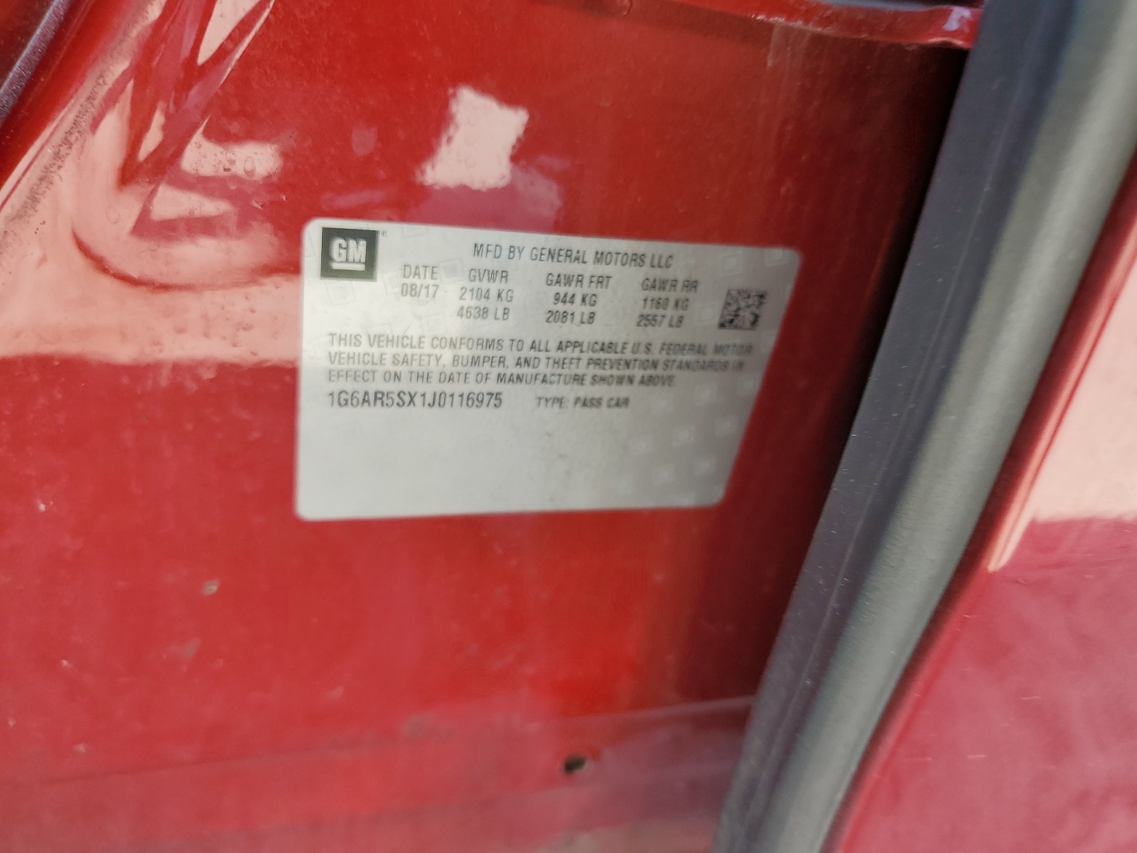 1G6AR5SX1J0116975 2018 Cadillac Cts Luxury