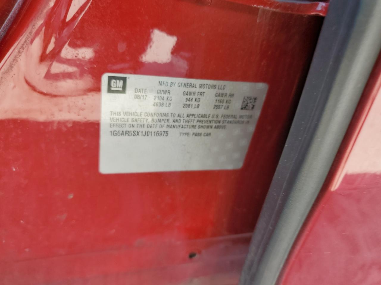 2018 Cadillac Cts Luxury VIN: 1G6AR5SX1J0116975 Lot: 62547714