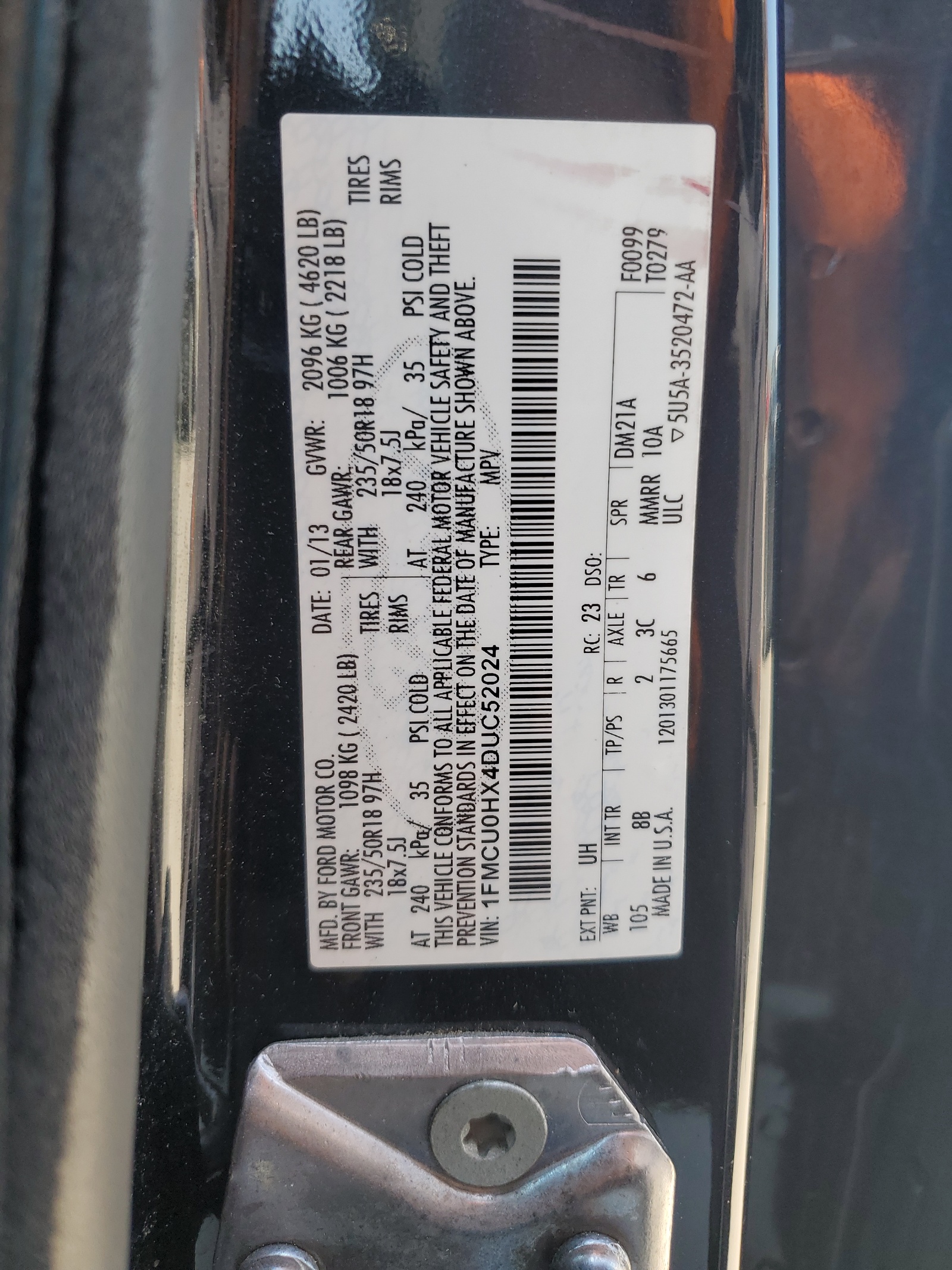 1FMCU0HX4DUC52024 2013 Ford Escape Sel