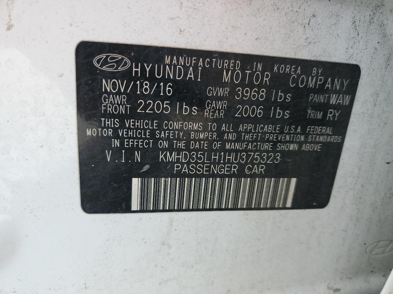 2017 Hyundai Elantra Gt VIN: KMHD35LH1HU375323 Lot: 64187574