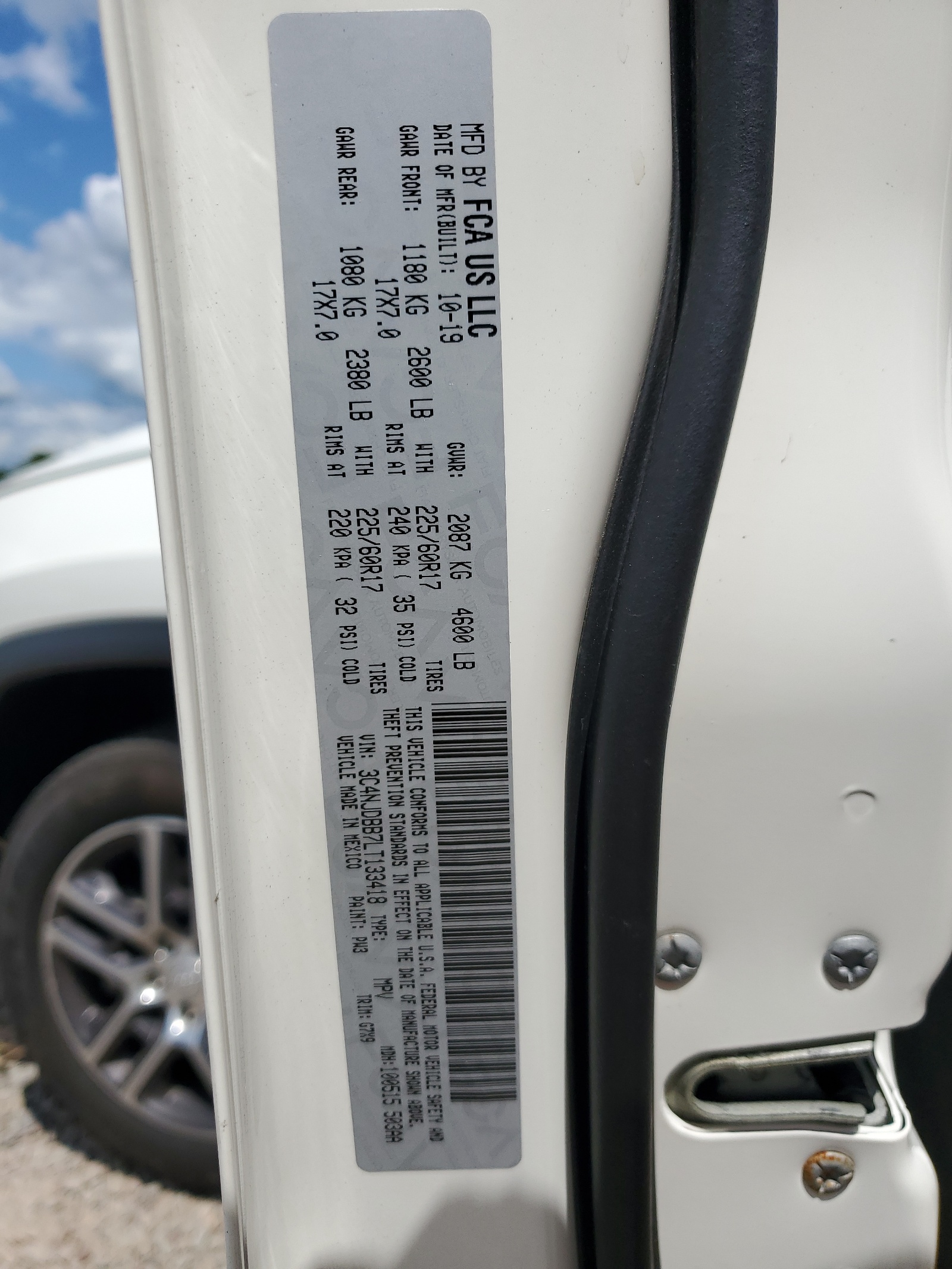 3C4NJDBB7LT133418 2020 Jeep Compass Latitude