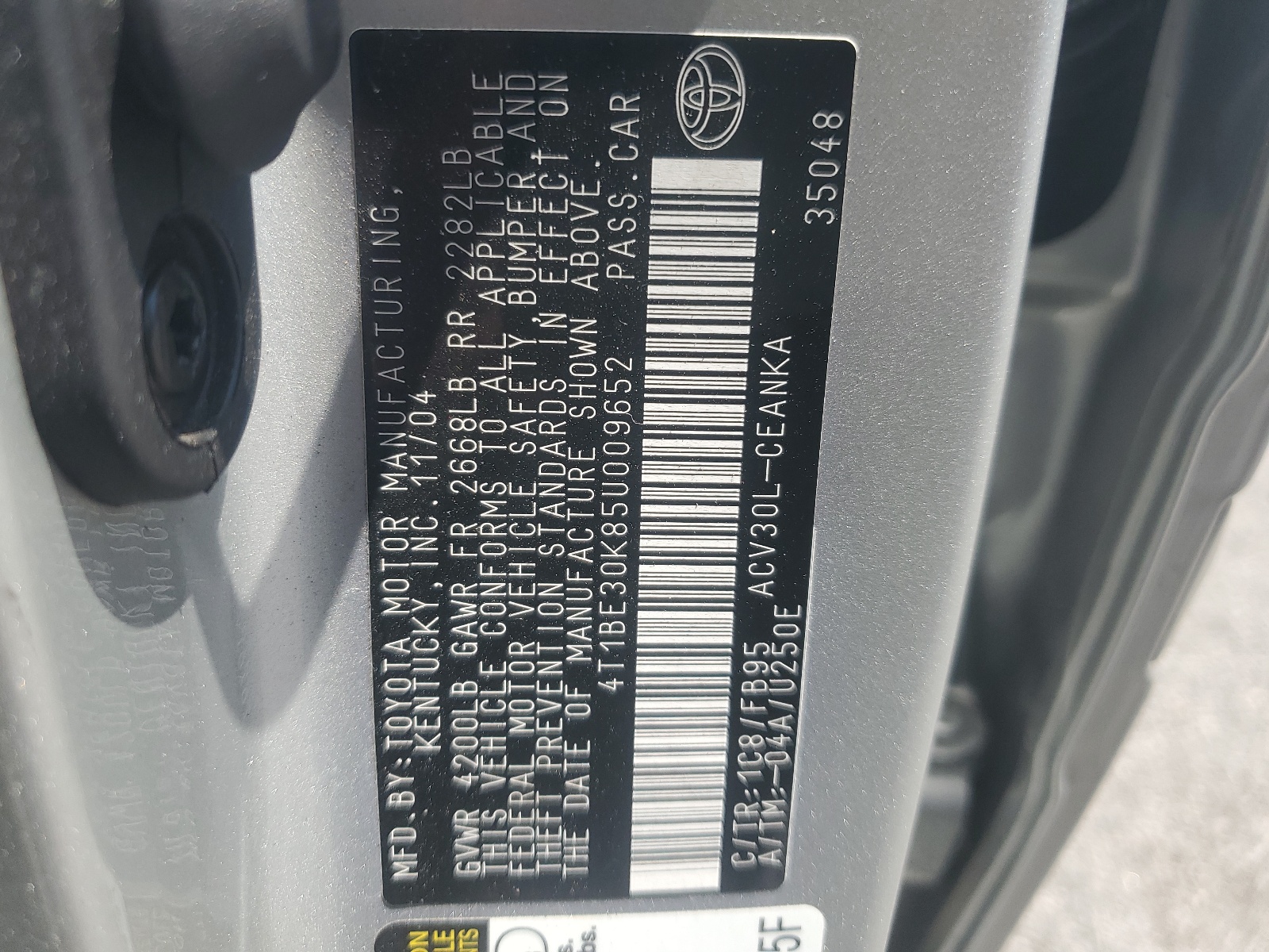 4T1BE30K85U009652 2005 Toyota Camry Le