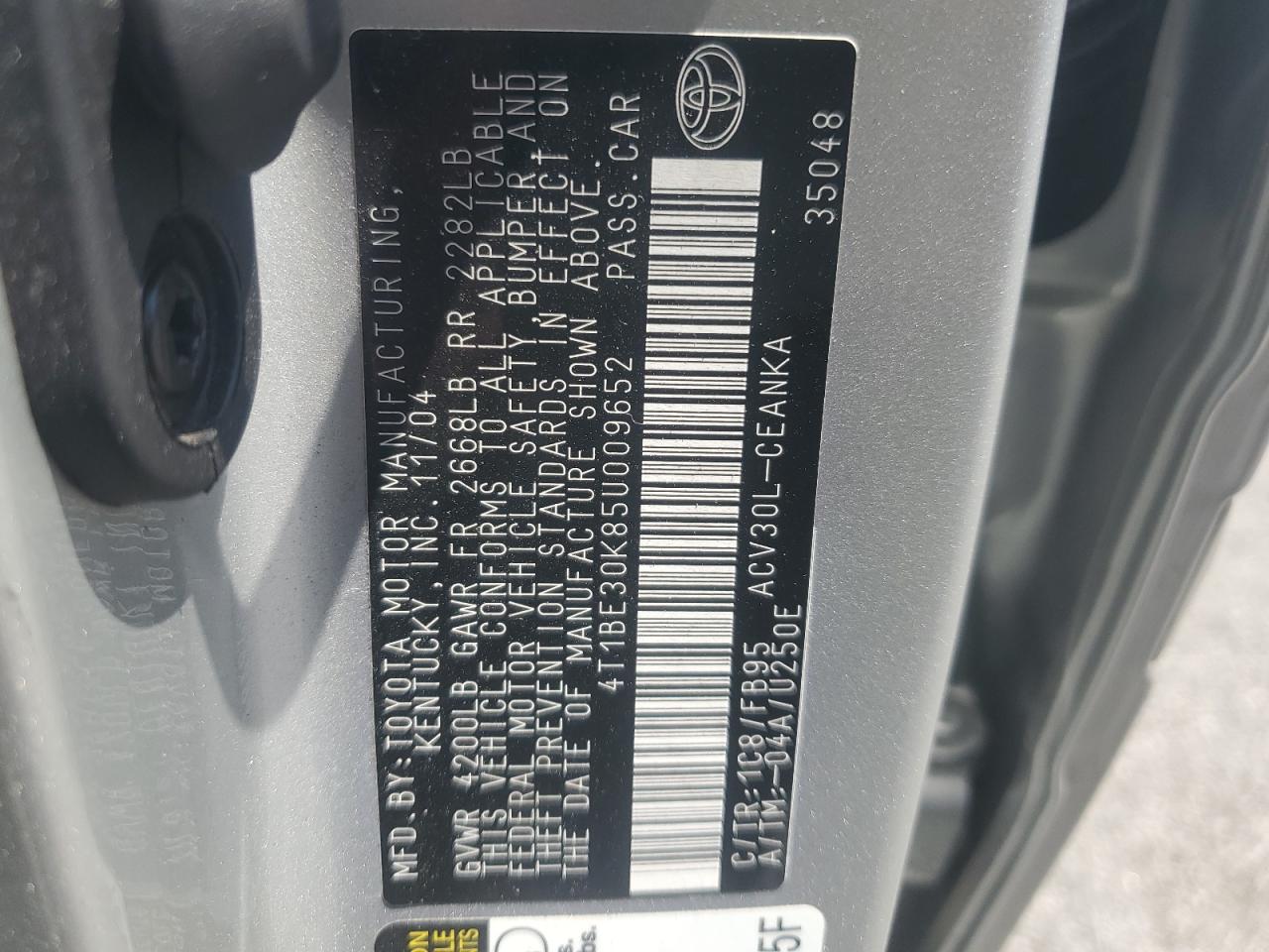 2005 Toyota Camry Le VIN: 4T1BE30K85U009652 Lot: 62617804