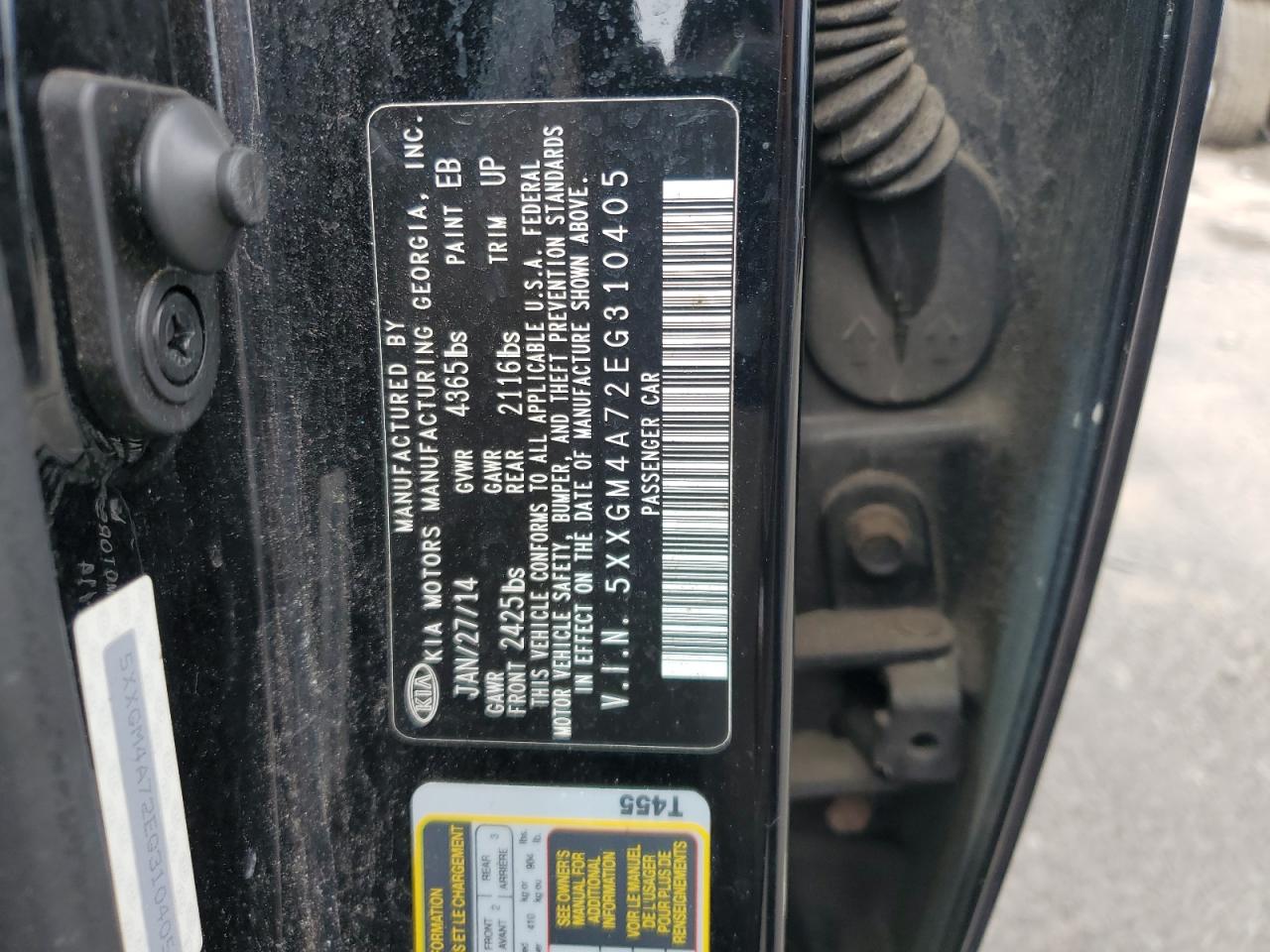 2014 Kia Optima Lx VIN: 5XXGM4A72EG310405 Lot: 64233944