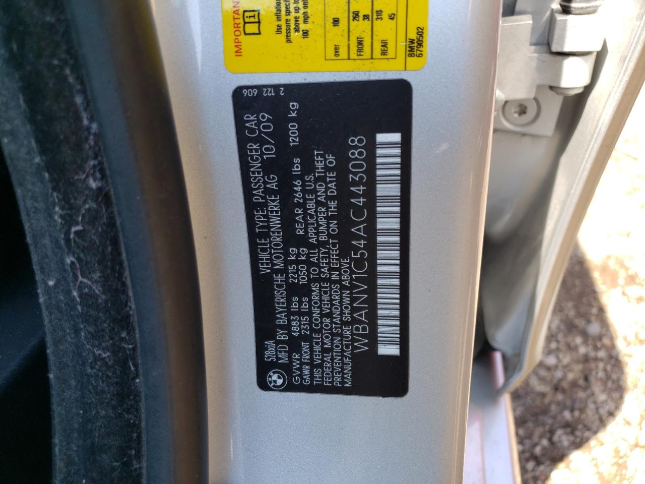 2010 BMW 528 Xi VIN: WBANV1C54AC443088 Lot: 63060534