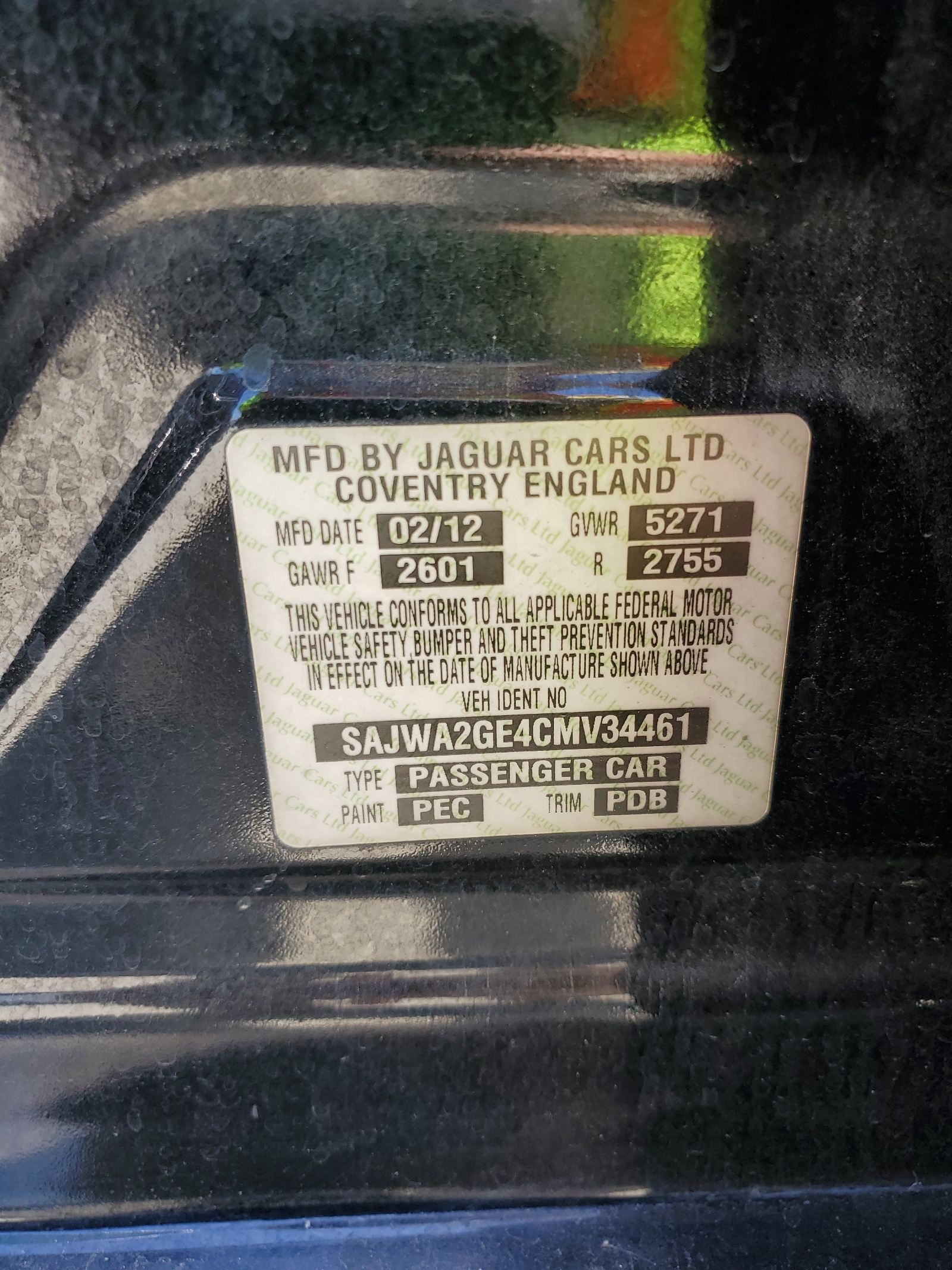 SAJWA2GE4CMV34461 2012 Jaguar Xjl Supercharged