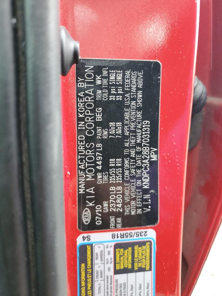 2011 Kia Sportage Ex VIN: KNDPC3A28B7031319 Lot: 65034644