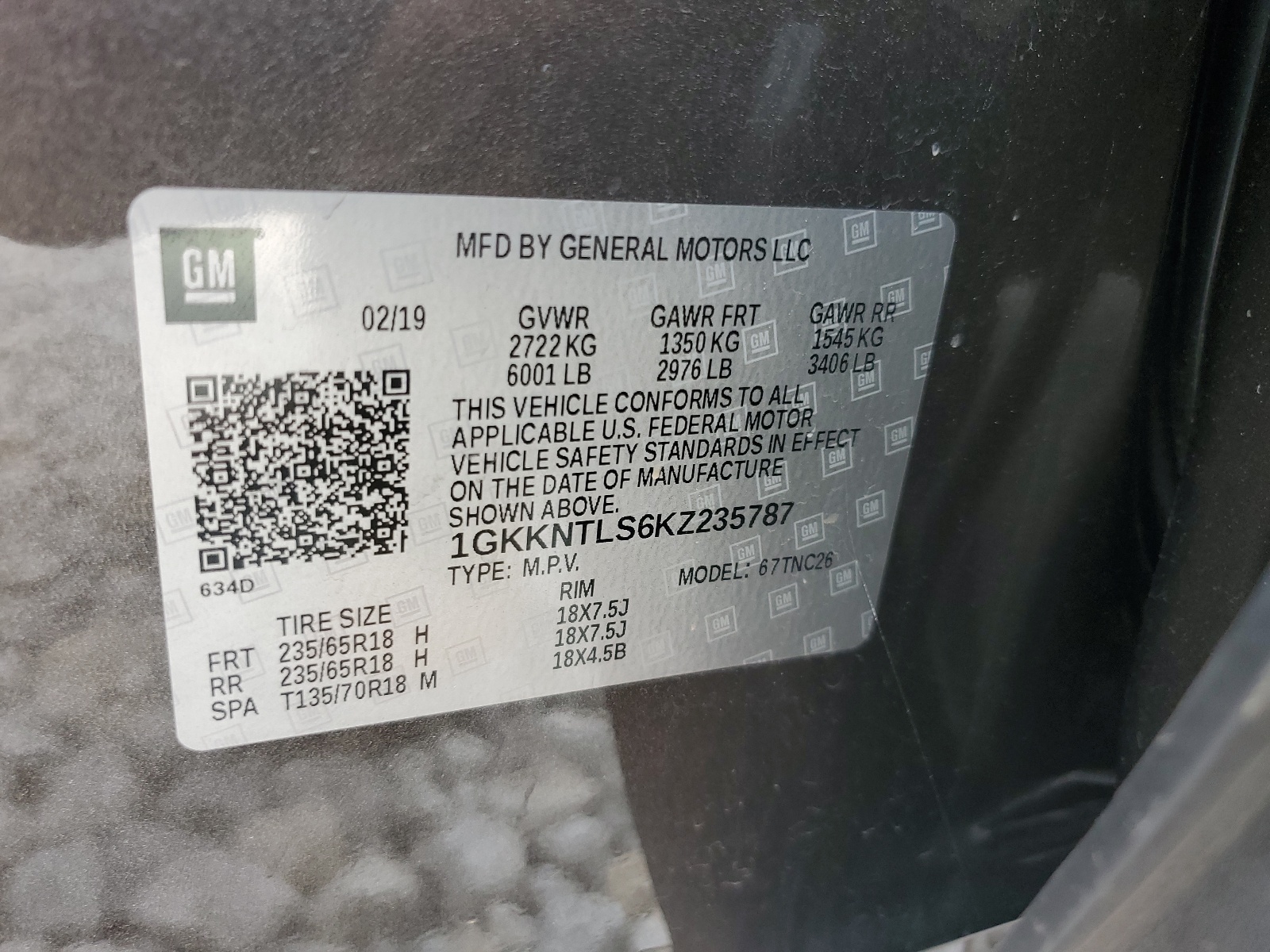 1GKKNTLS6KZ235787 2019 GMC Acadia All Terrain