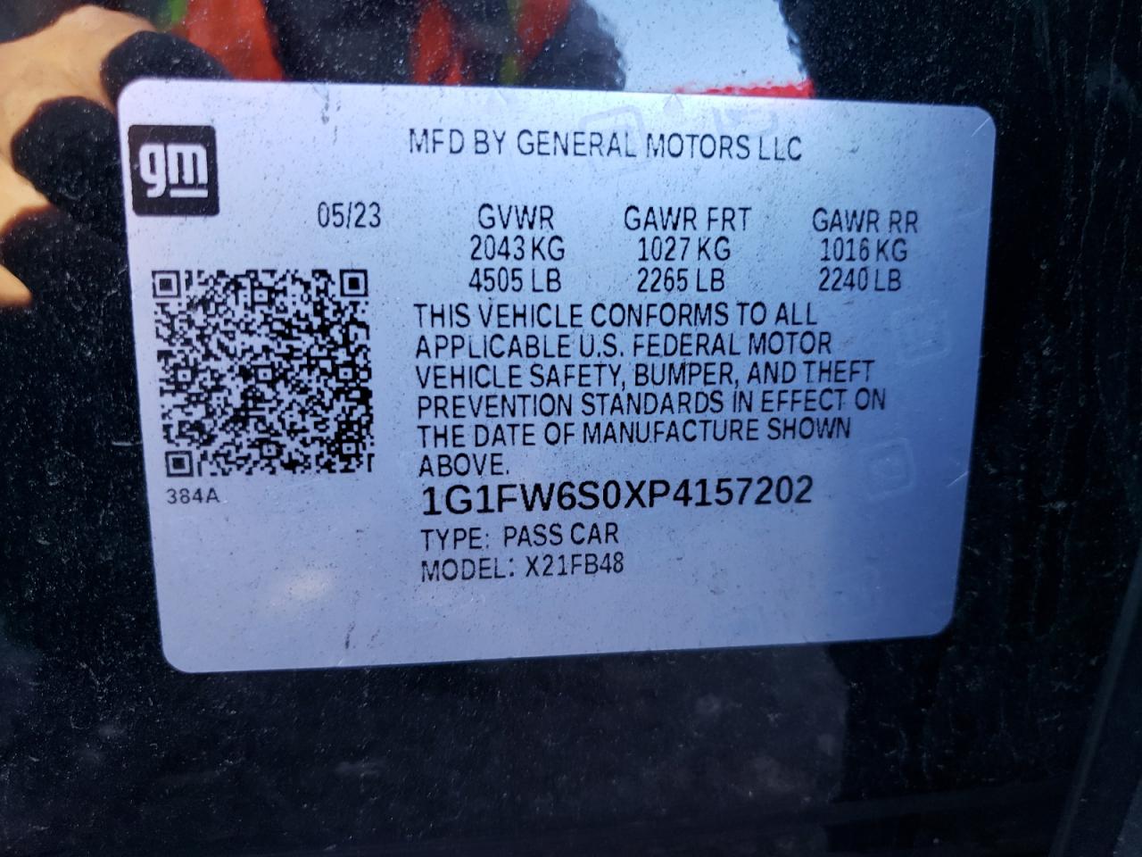 2023 Chevrolet Bolt Ev 1Lt VIN: 1G1FW6S0XP4157202 Lot: 63618734