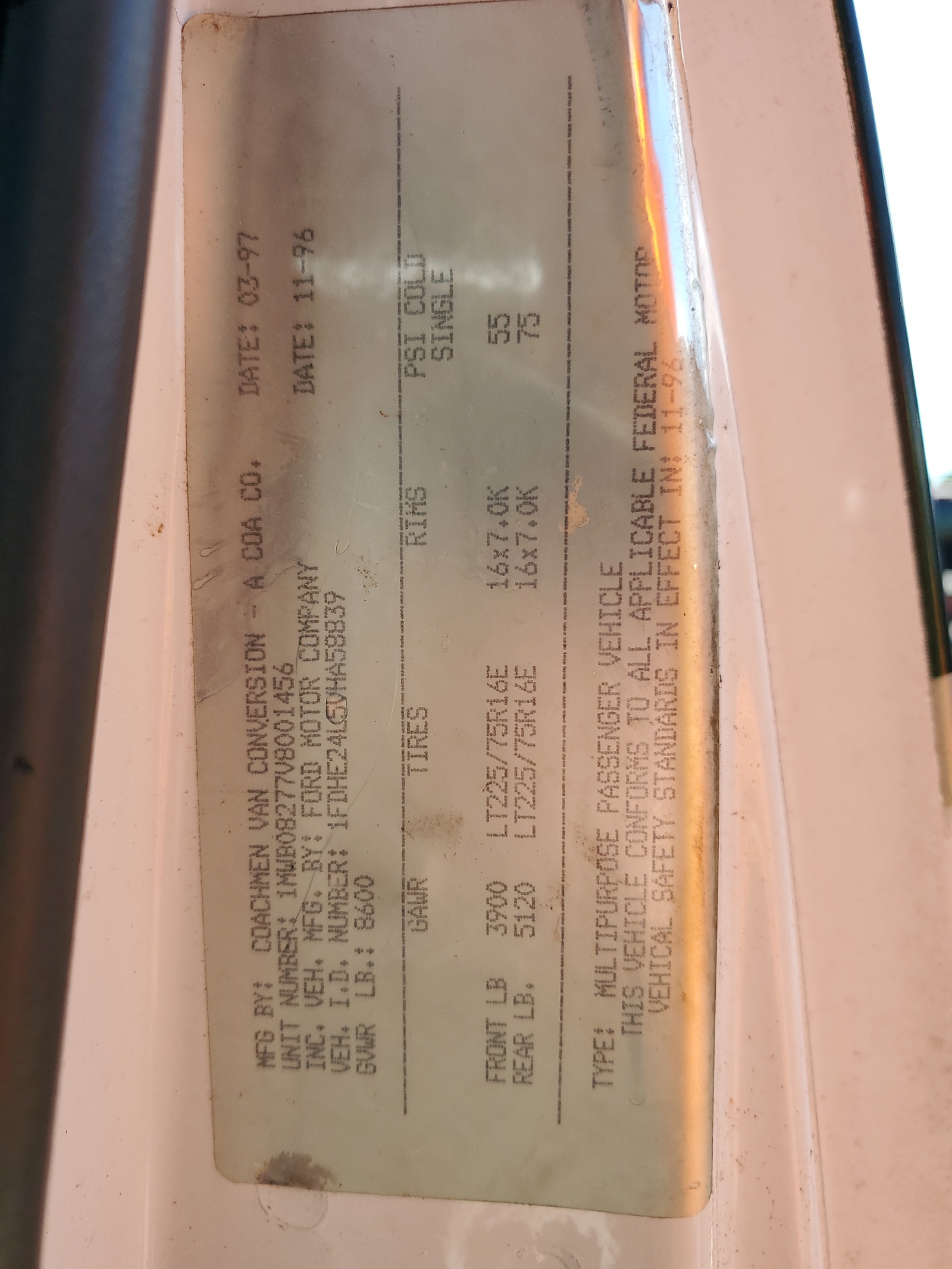 1FDHE24L5VHA58839 1997 Ford Econoline E250 Van