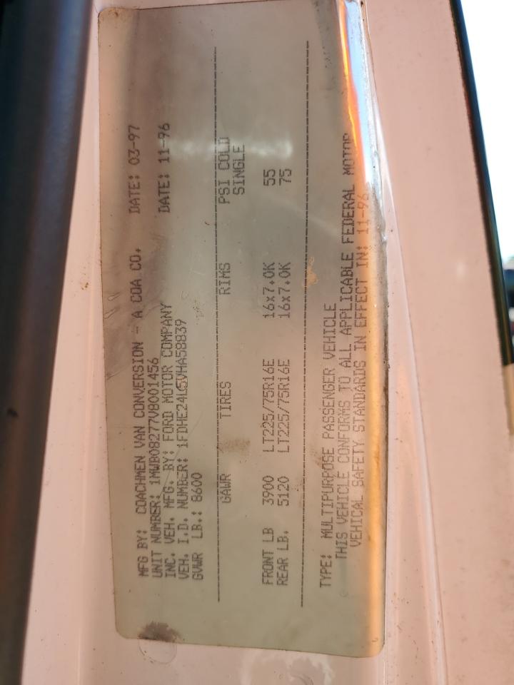 1997 Ford Econoline E250 Van VIN: 1FDHE24L5VHA58839 Lot: 61208874