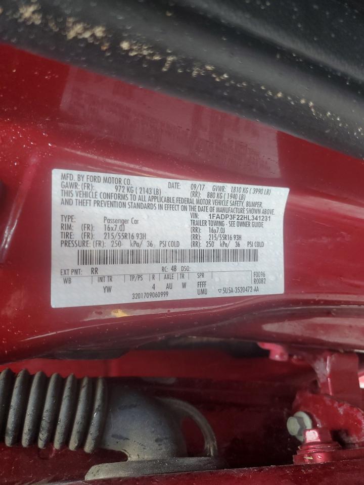 2017 Ford Focus Se VIN: 1FADP3F22HL341231 Lot: 62077094