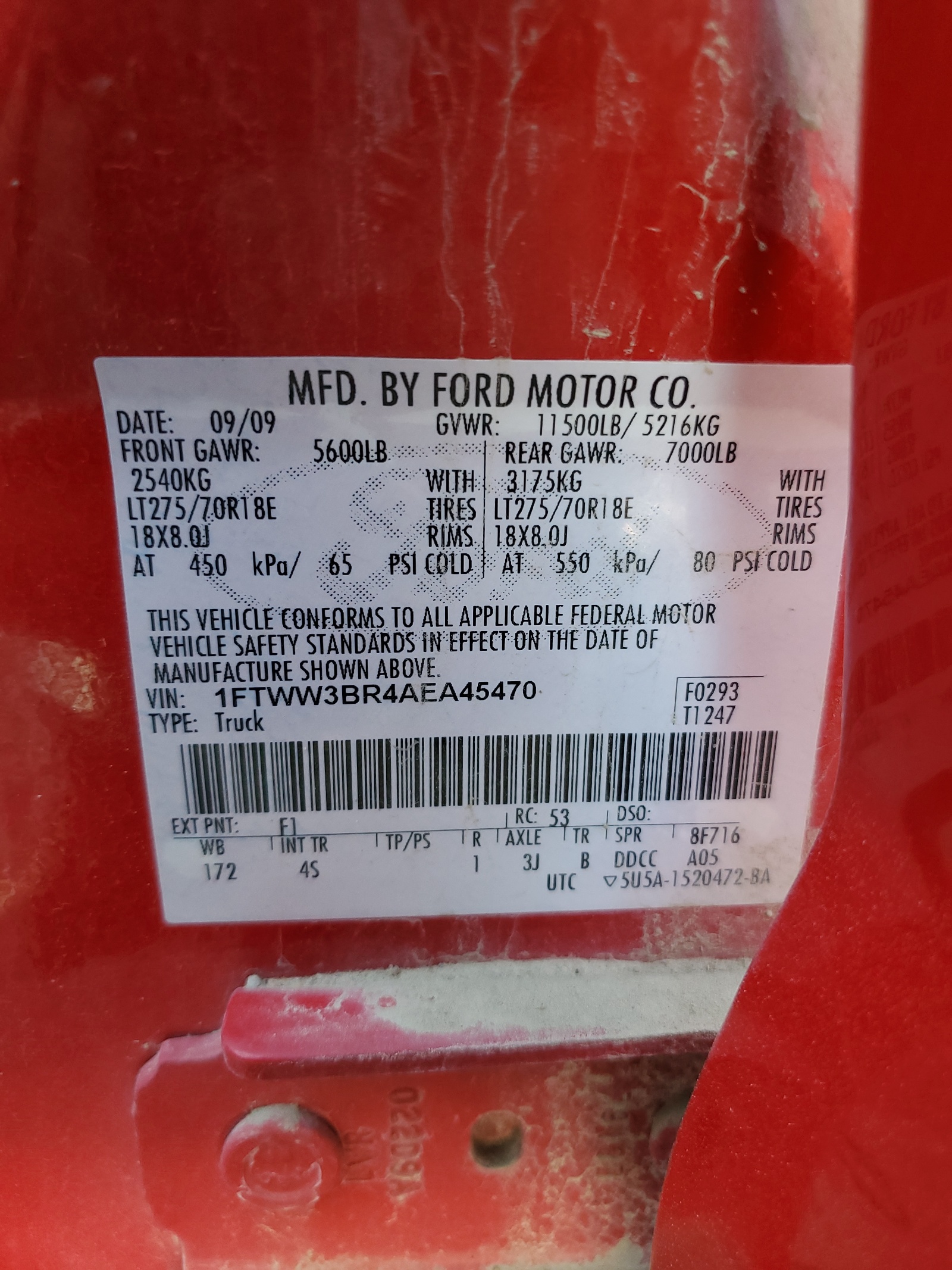 1FTWW3BR4AEA45470 2010 Ford F350 Super Duty