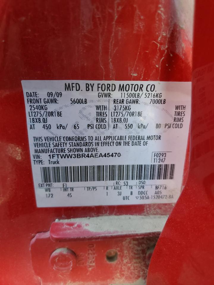 2010 Ford F350 Super Duty VIN: 1FTWW3BR4AEA45470 Lot: 62237854