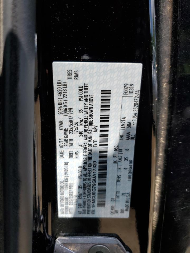 2016 Ford Escape Se VIN: 1FMCU0G79GUA17320 Lot: 63094094