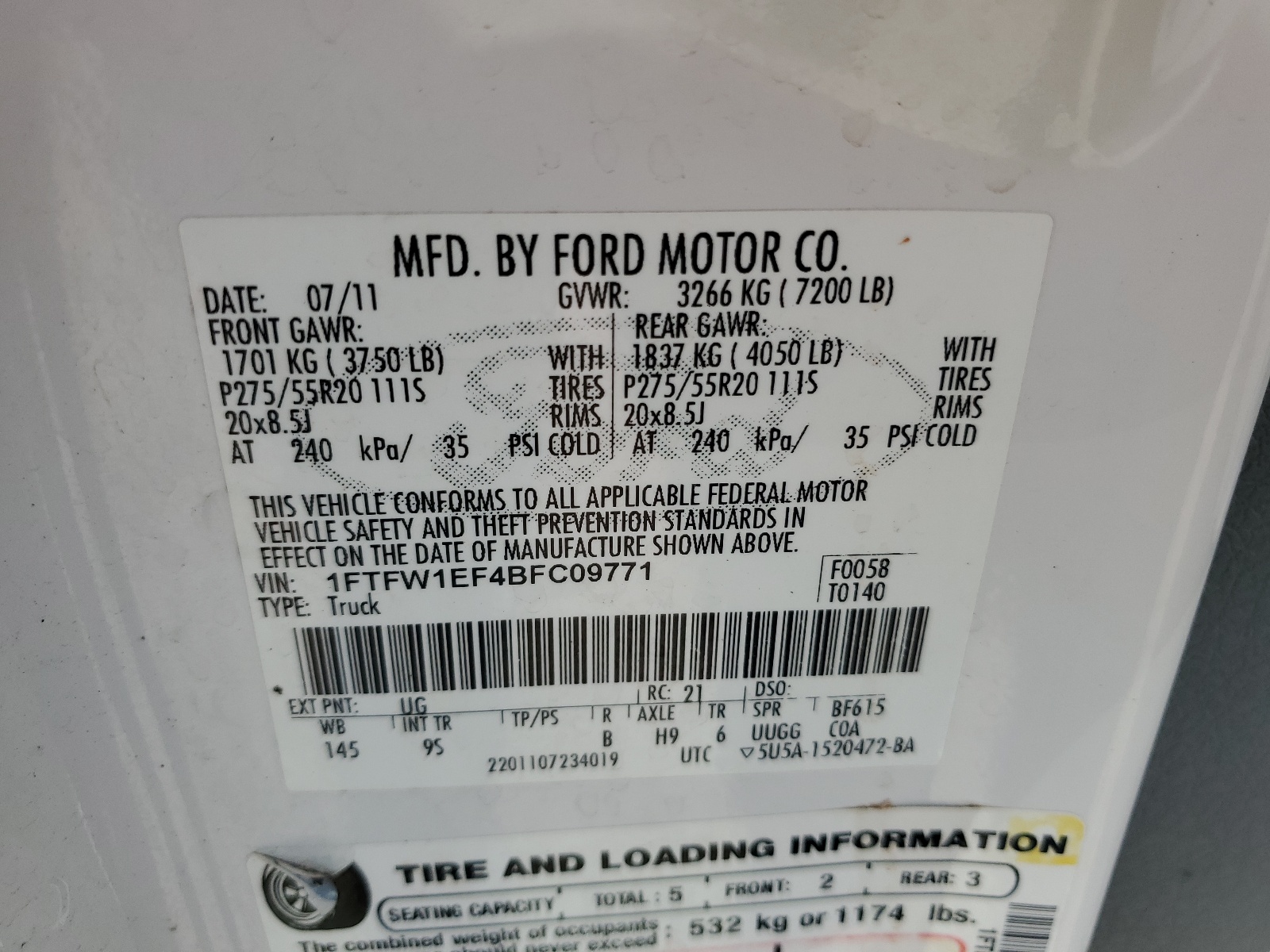 1FTFW1EF4BFC09771 2011 Ford F150 Supercrew