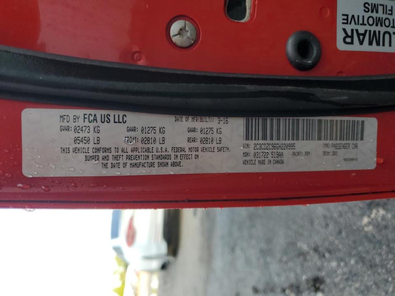 2016 Dodge Challenger Srt Hellcat VIN: 2C3CDZC96GH220995 Lot: 64262484