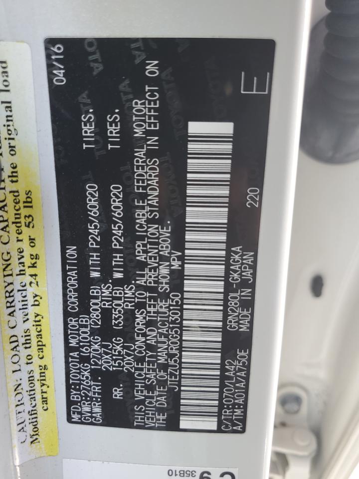 2016 Toyota 4Runner Sr5 VIN: JTEZU5JR0G5130150 Lot: 60681844