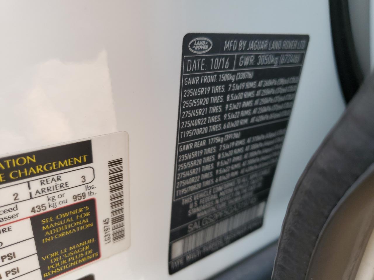 2016 Land Rover Range Rover Hse VIN: SALGS2PF5GA319745 Lot: 63873604