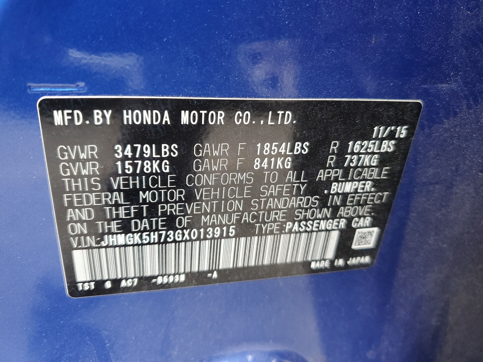 JHMGK5H73GX013915 2016 Honda Fit Ex