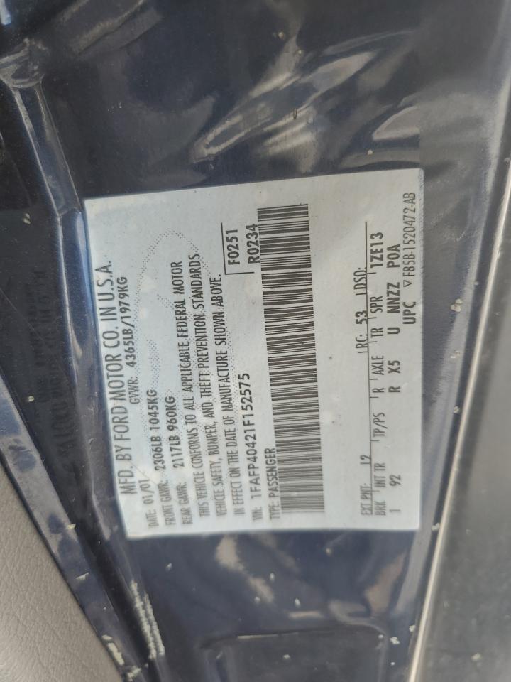 2001 Ford Mustang VIN: 1FAFP40421F152575 Lot: 64196794